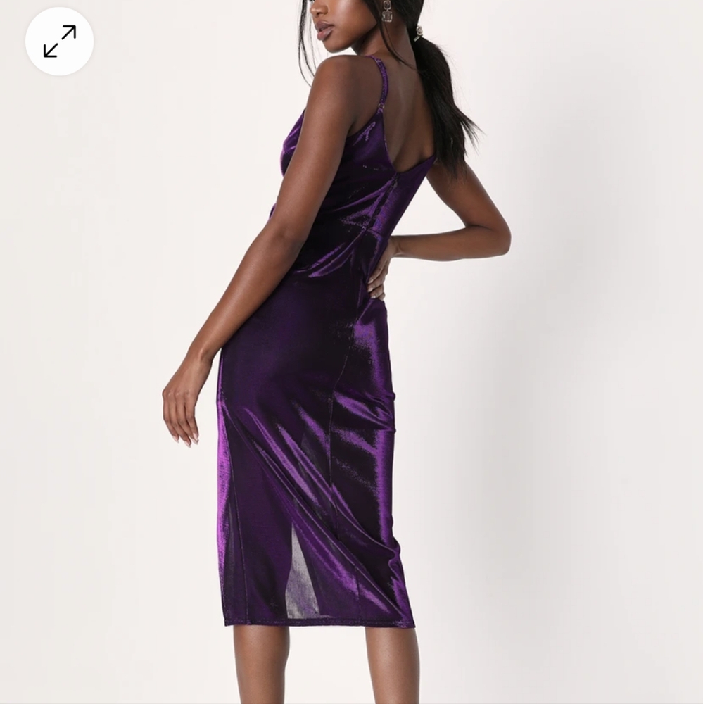 NWT Lulu's Purple Metallic Shimmer Dress - Picture 2 of 14